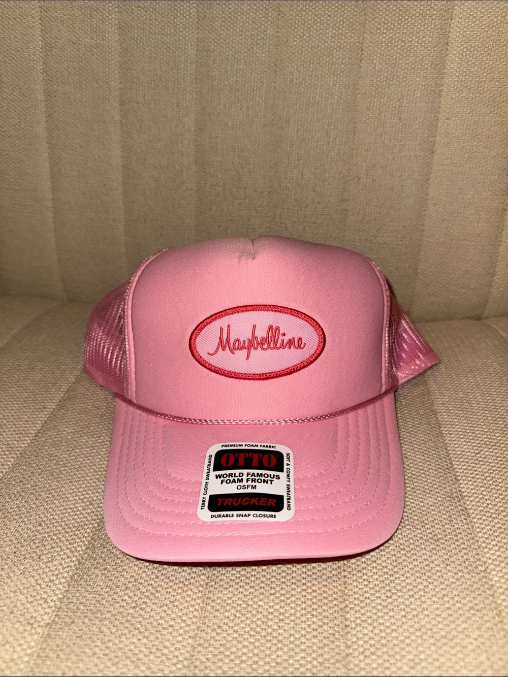 Maybelline Pink Trucker Hat with Red Logo